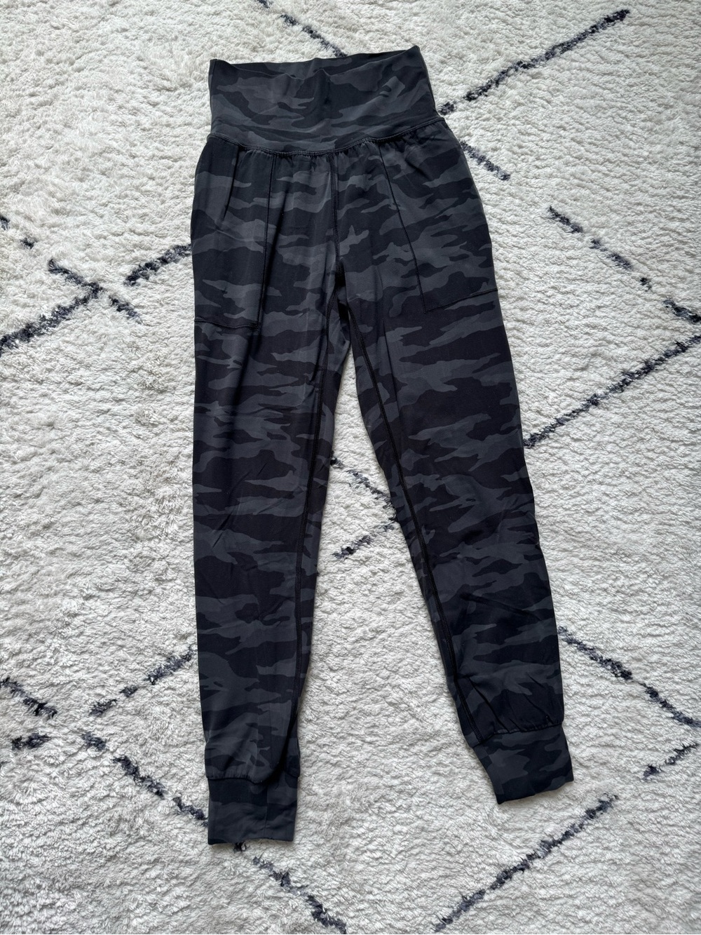 Athleta Black & Charcoal Camo High-Waist Joggers